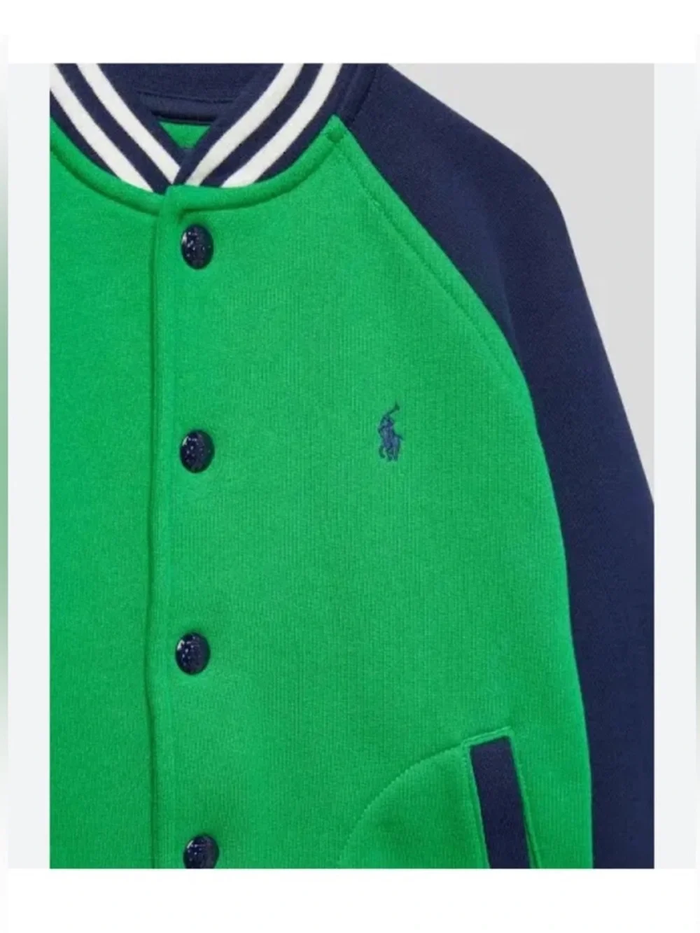 Polo Ralph Lauren Boys Color Blocked Fleece Baseball Jacket Green / Navy 8